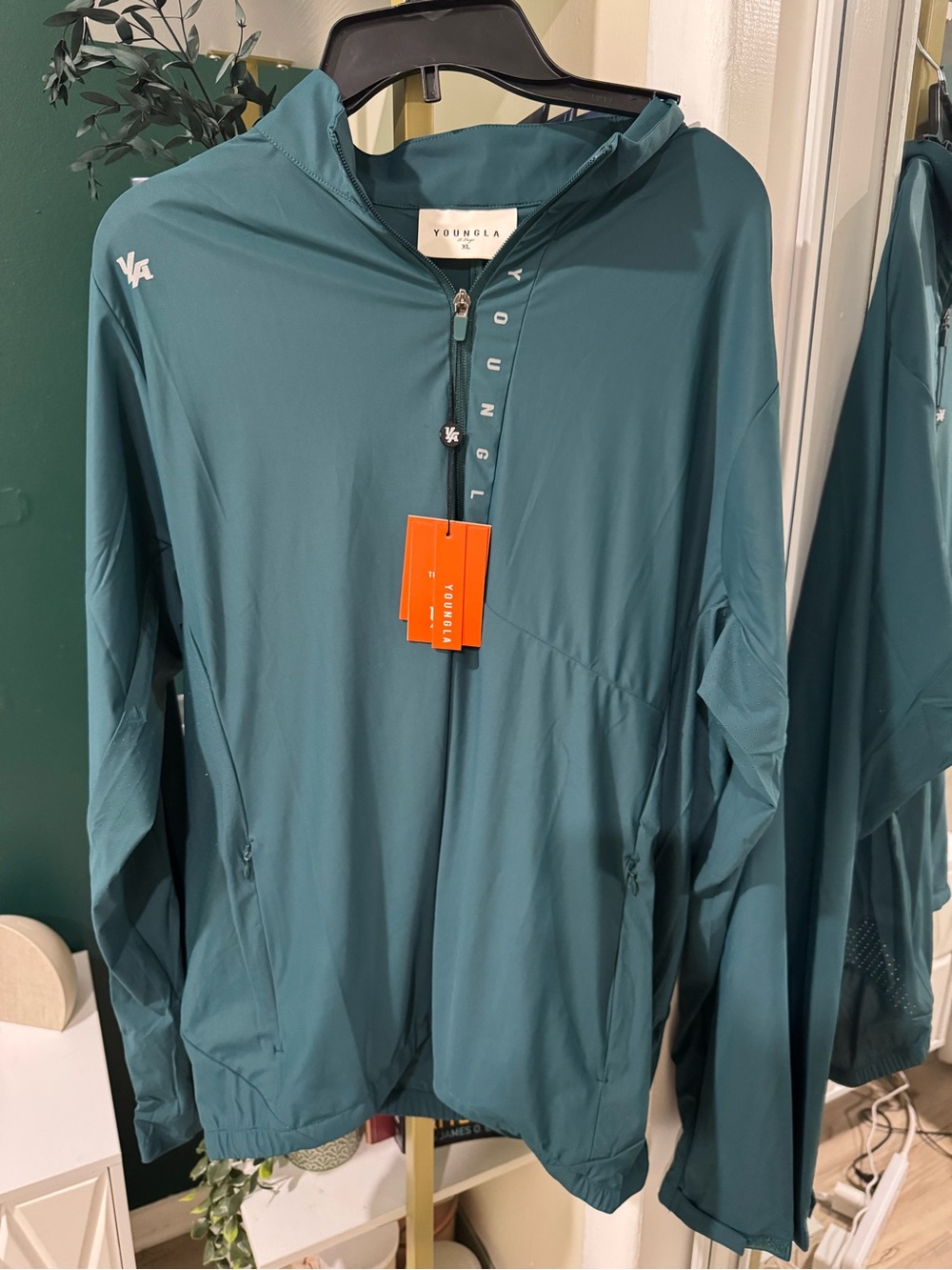 YoungLA Men's Teal Hooded Windbreaker Jacket